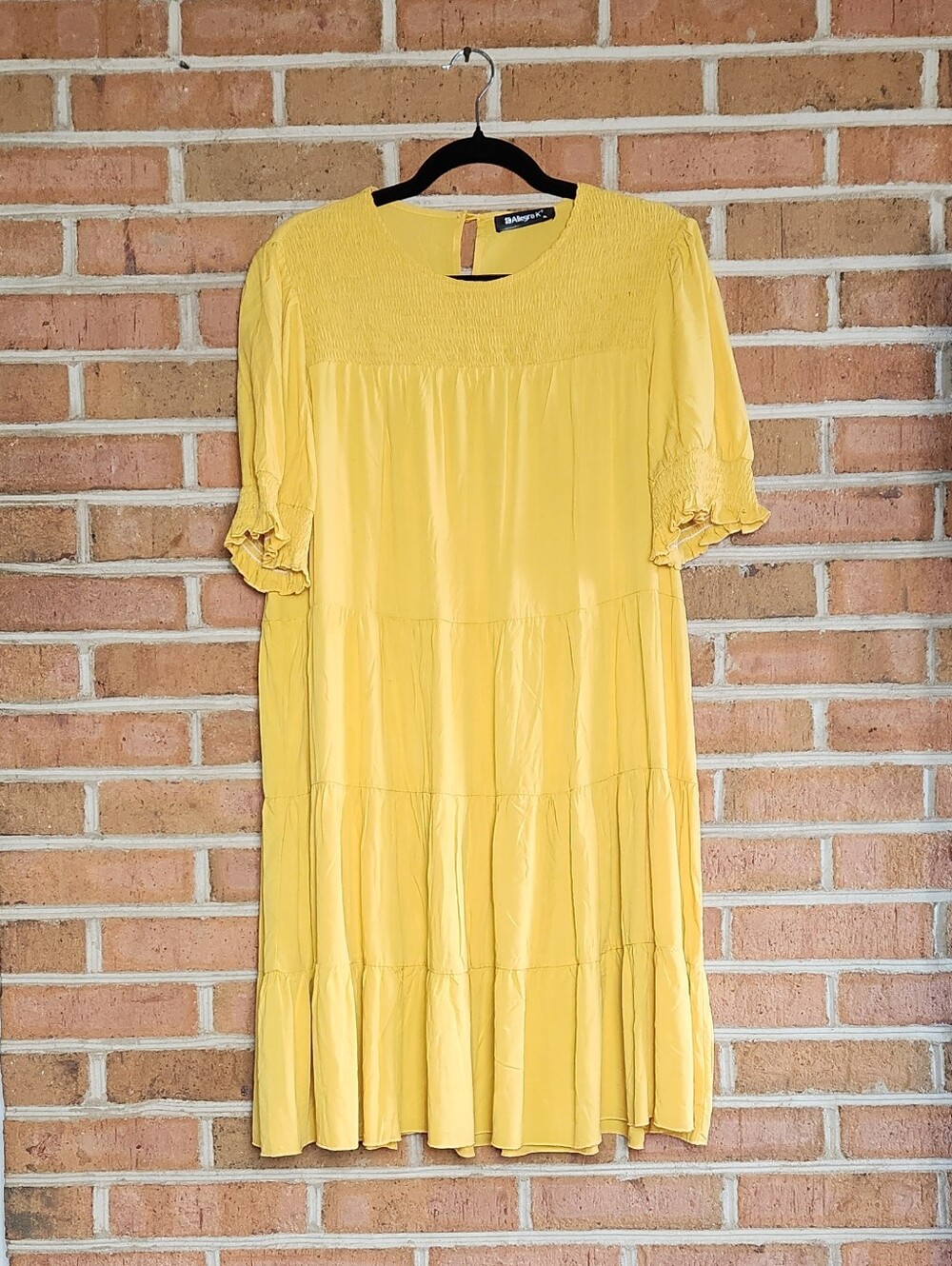 Allegra K-Fit & Flare Deep Lemon Midi Dress-XL